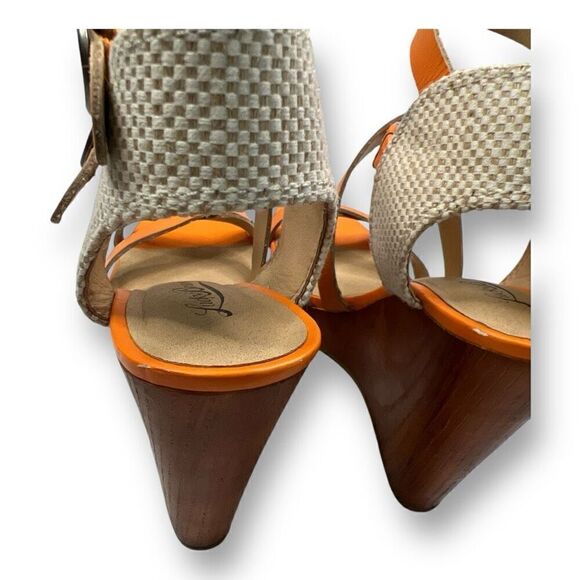 Lucky Brand Orange Wedge Sandals Size 7.5 - Picture 3 of 8